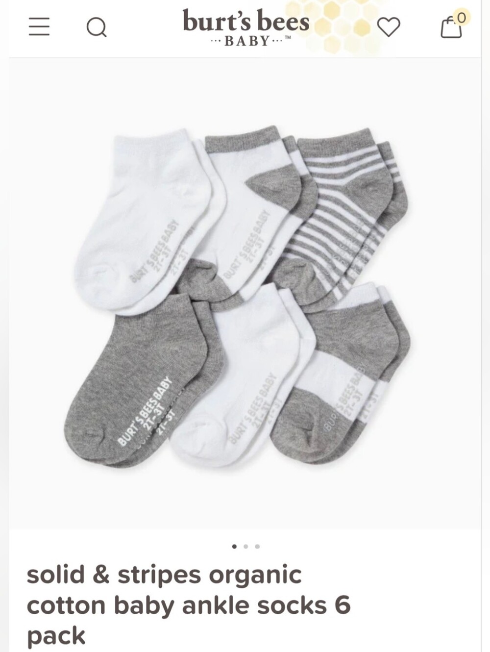 4 for 25🔥 NWT Burt's Bees Baby Socks (6 x 6M)